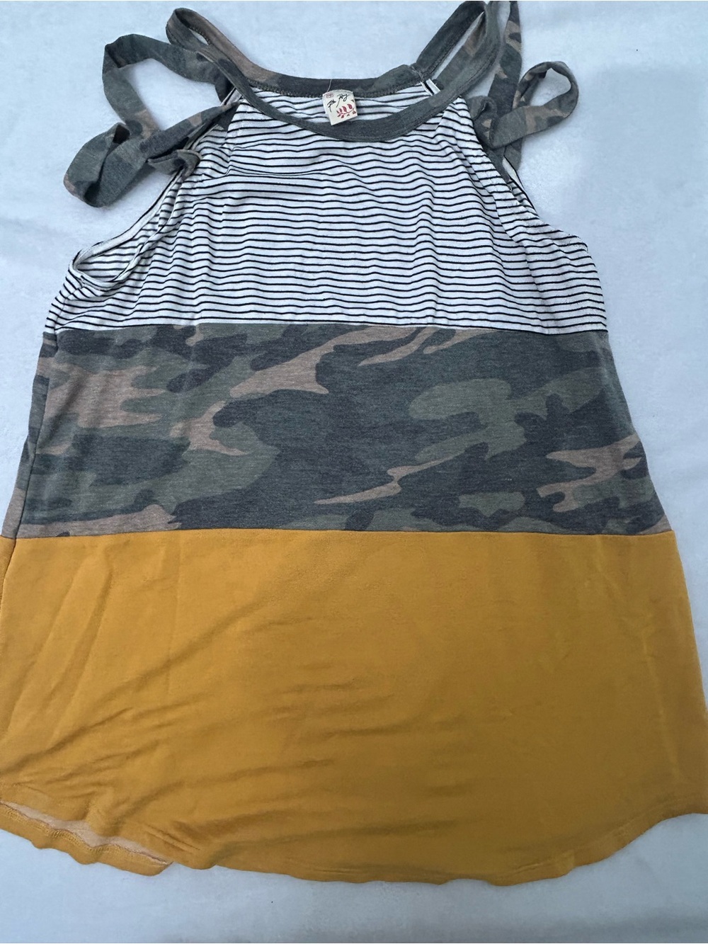 7th Ray Black & White Striped Scoop Neck Tank